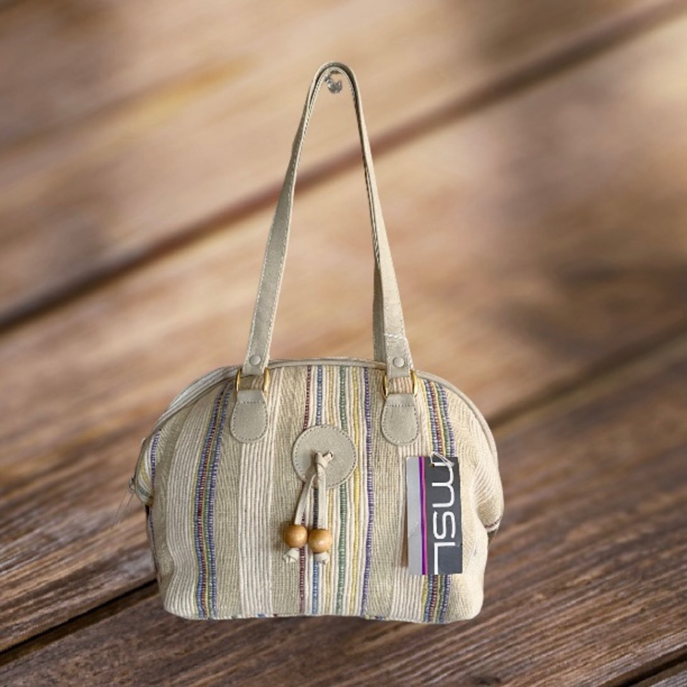 NWT vintage style nubby woven striped bag